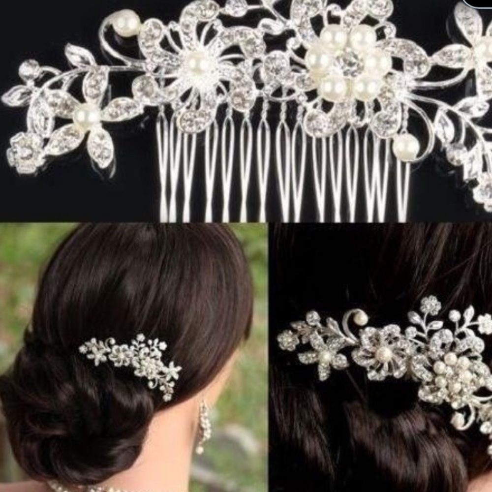 Rhinestone in Pearl bridal hair comb